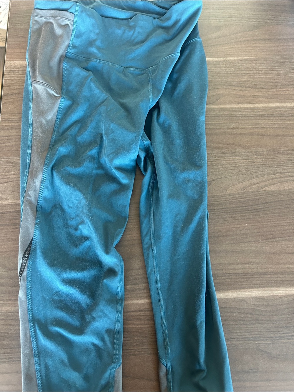 Champion Teal Crop Athletic Leggings with Gray Side Panels